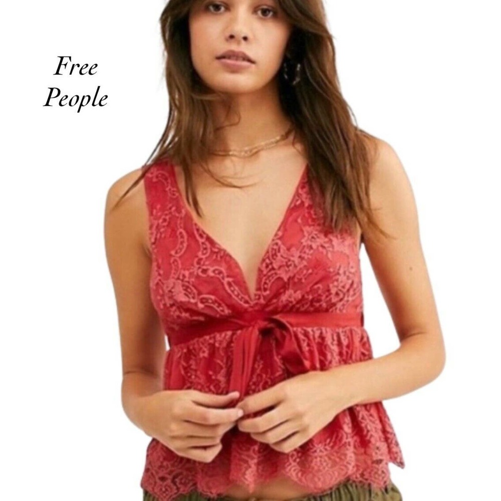 Free People Chante Lace V-Neck Knit Tank Top Se XS
